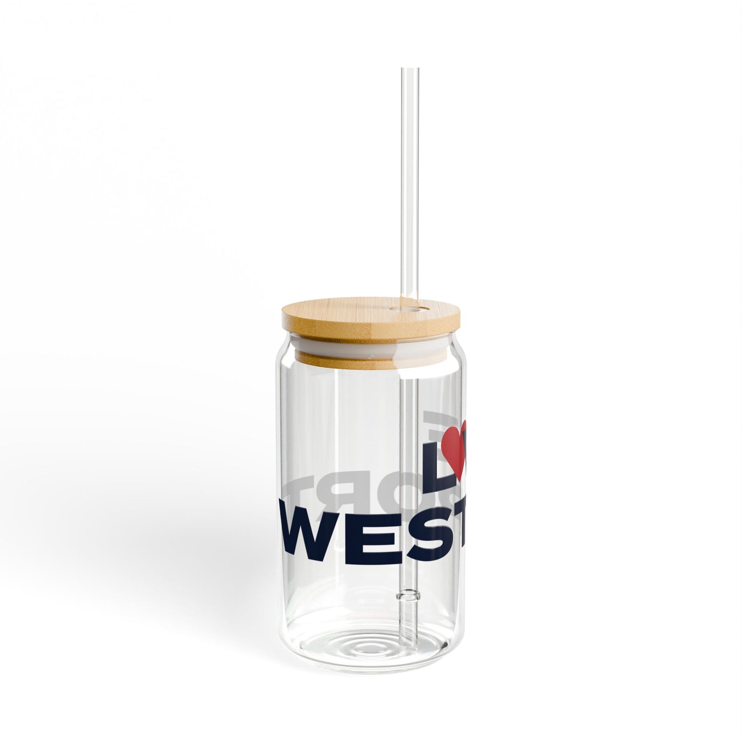 Love Westport Glass Can with Straw and Lid, 16oz