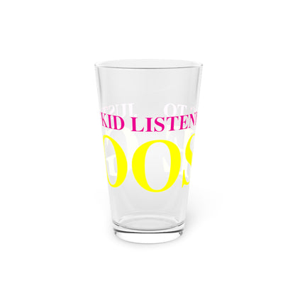 Just a kid listening to Goose - Yellow & Pink Pint Glass, 16oz