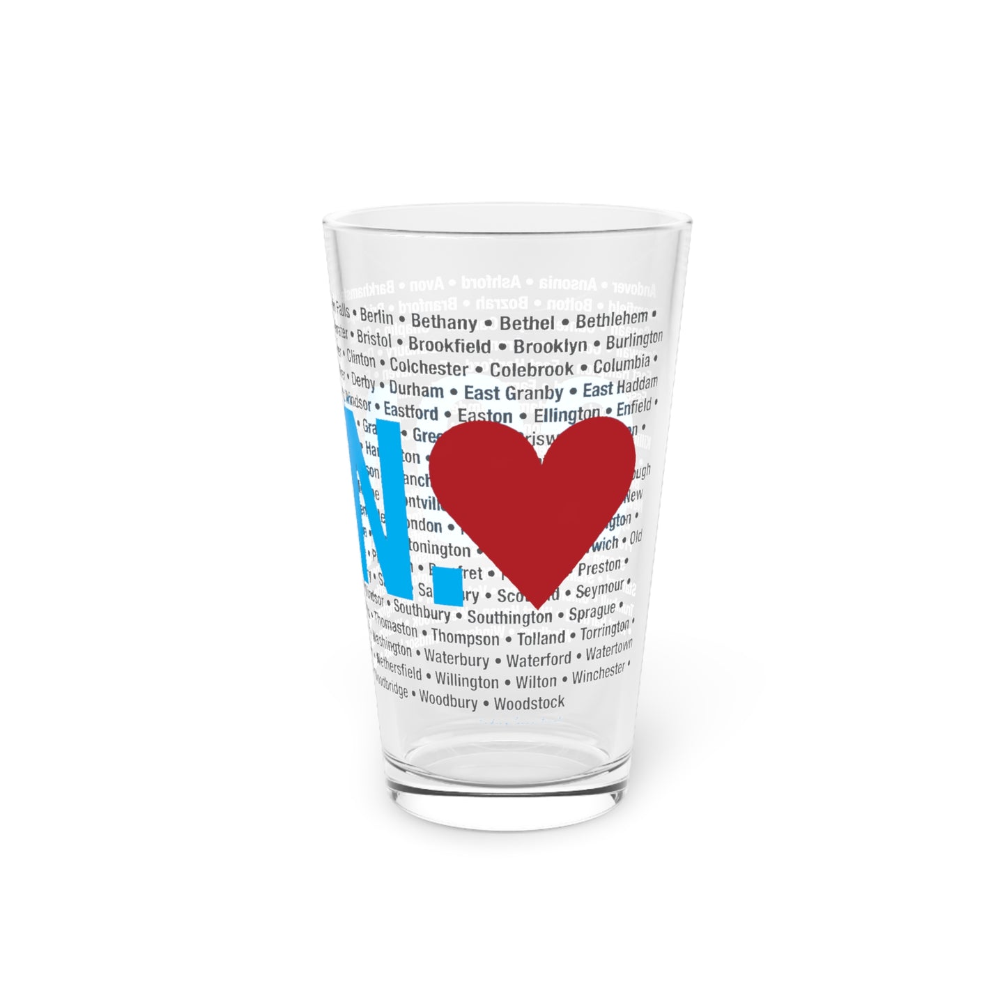 Connecticut Love Pint Glass, 16oz