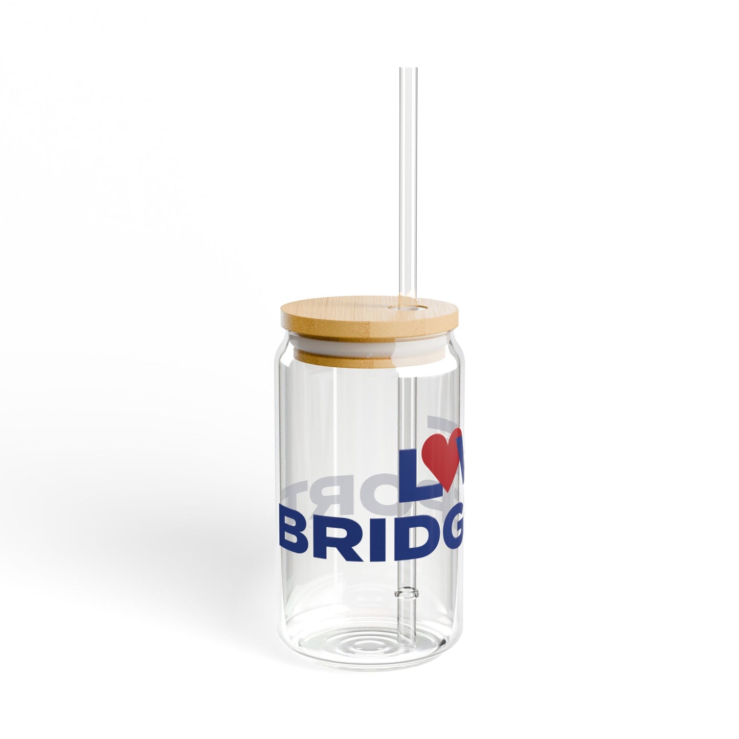 Love Bridgeport Glass Can with Straw and Lid, 16oz