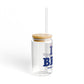 I Heart BRPT Glass Can with Straw and Lid, 16oz