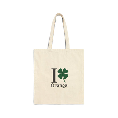 I Clover Orange Cotton Canvas Tote Bag