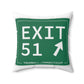 Vintage Exit 51  Merritt Parkway Sign Spun Polyester Square Pillow