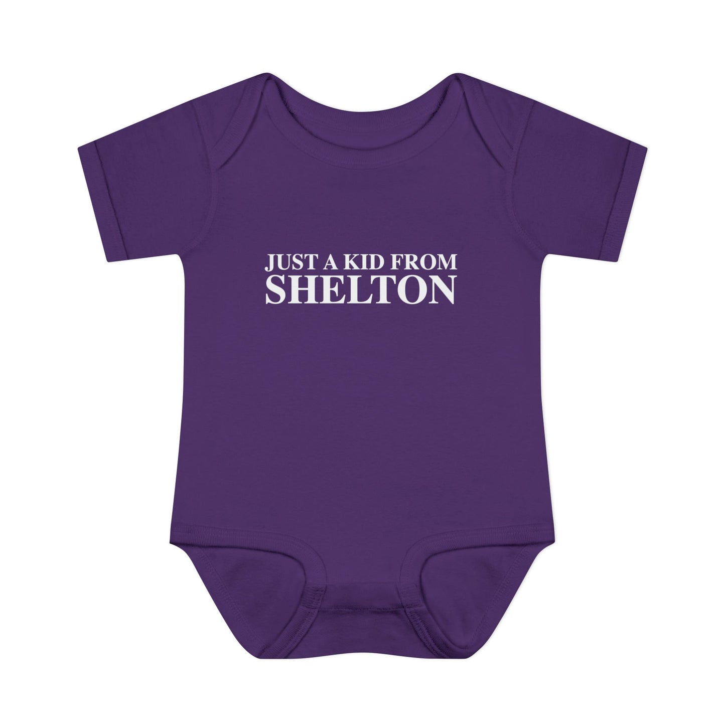Just a kid from Shelton Infant Baby Rib Bodysuit