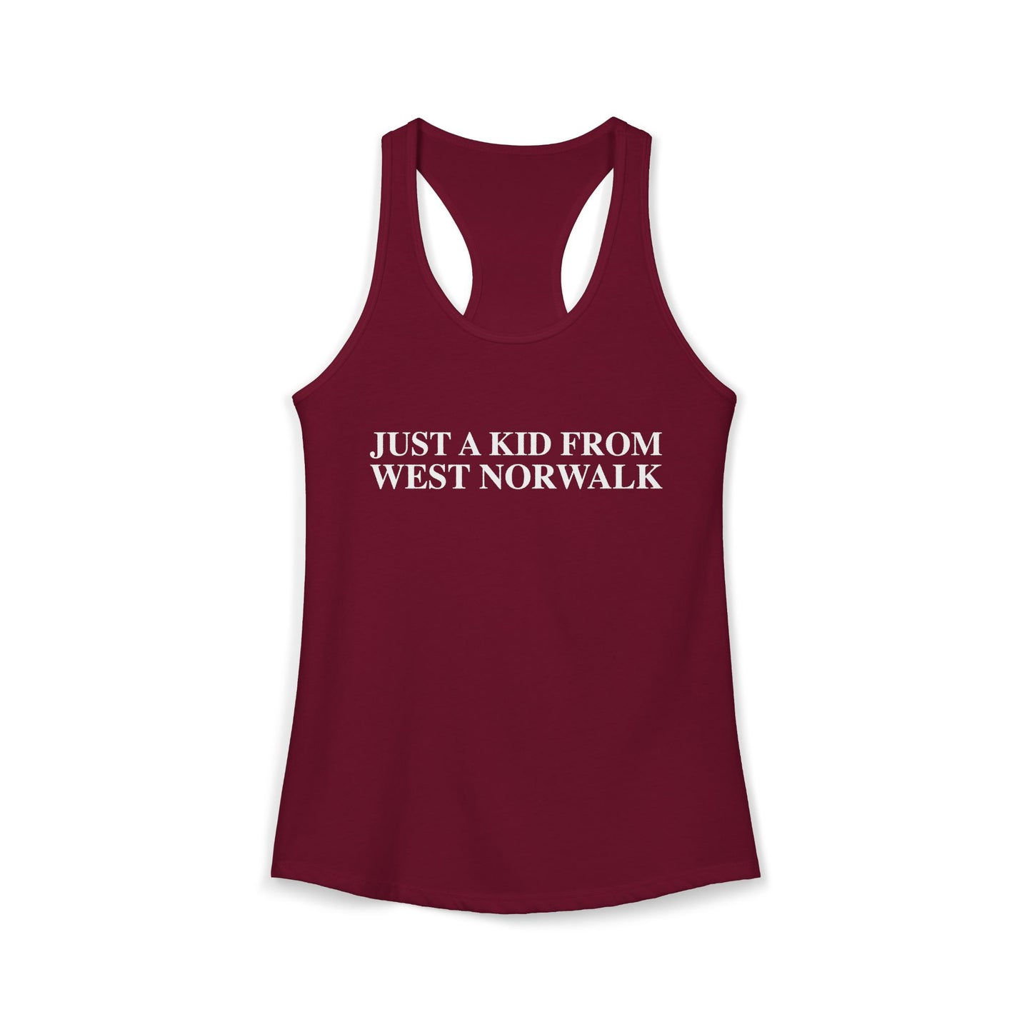 Just a kid from West Norwalk Women's Ideal Racerback Tank Top