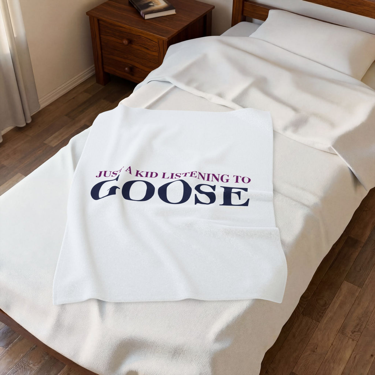 Just a kid listening to Goose  - Blue & Purple Velveteen Plush Blanket