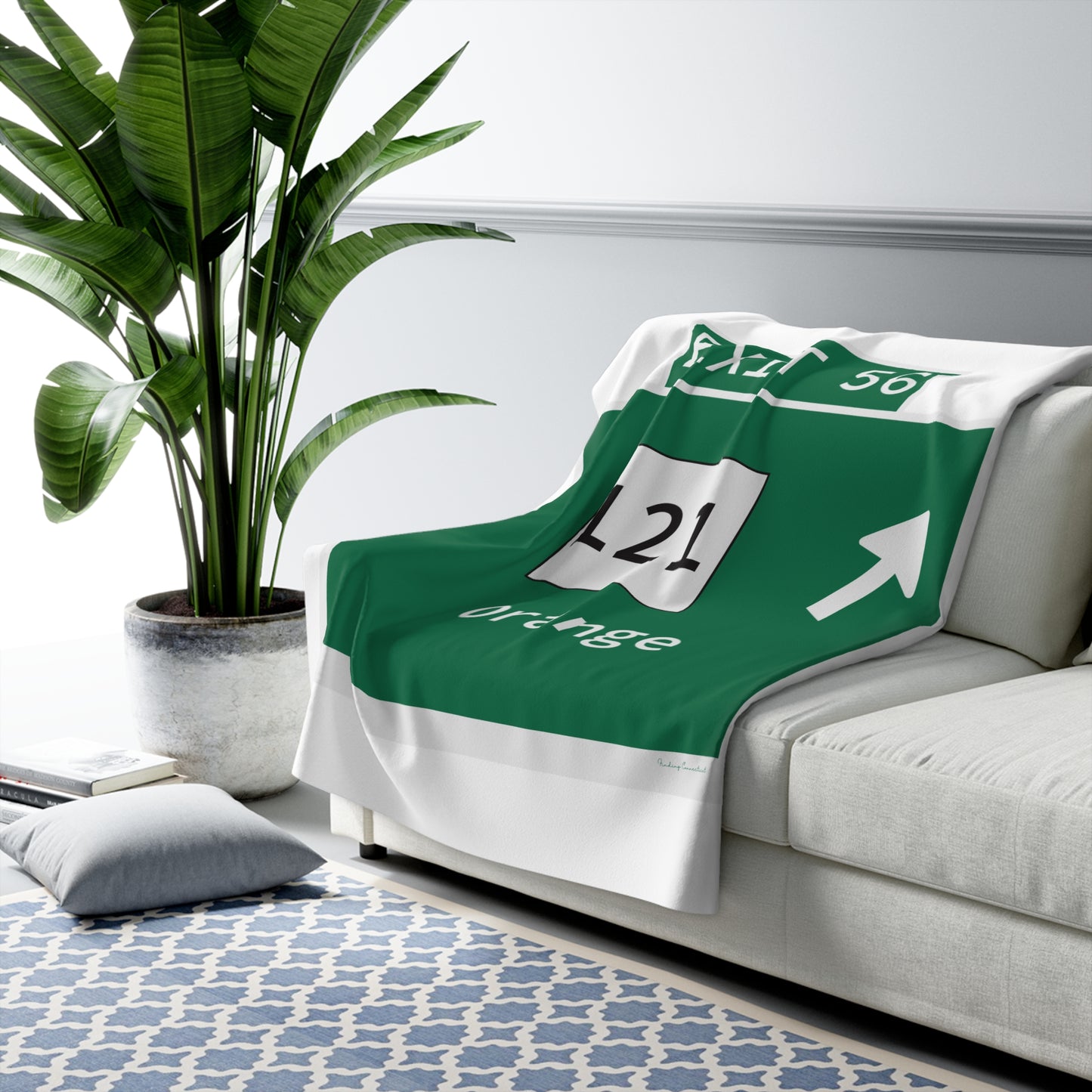 Vintage WCP Exit 56 Sign Sherpa Fleece Blanket