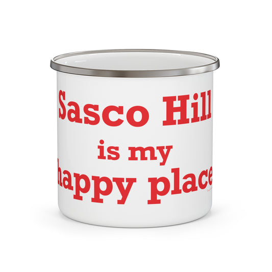 Sasco Hill is My Happy Place Enamel Camping Mug