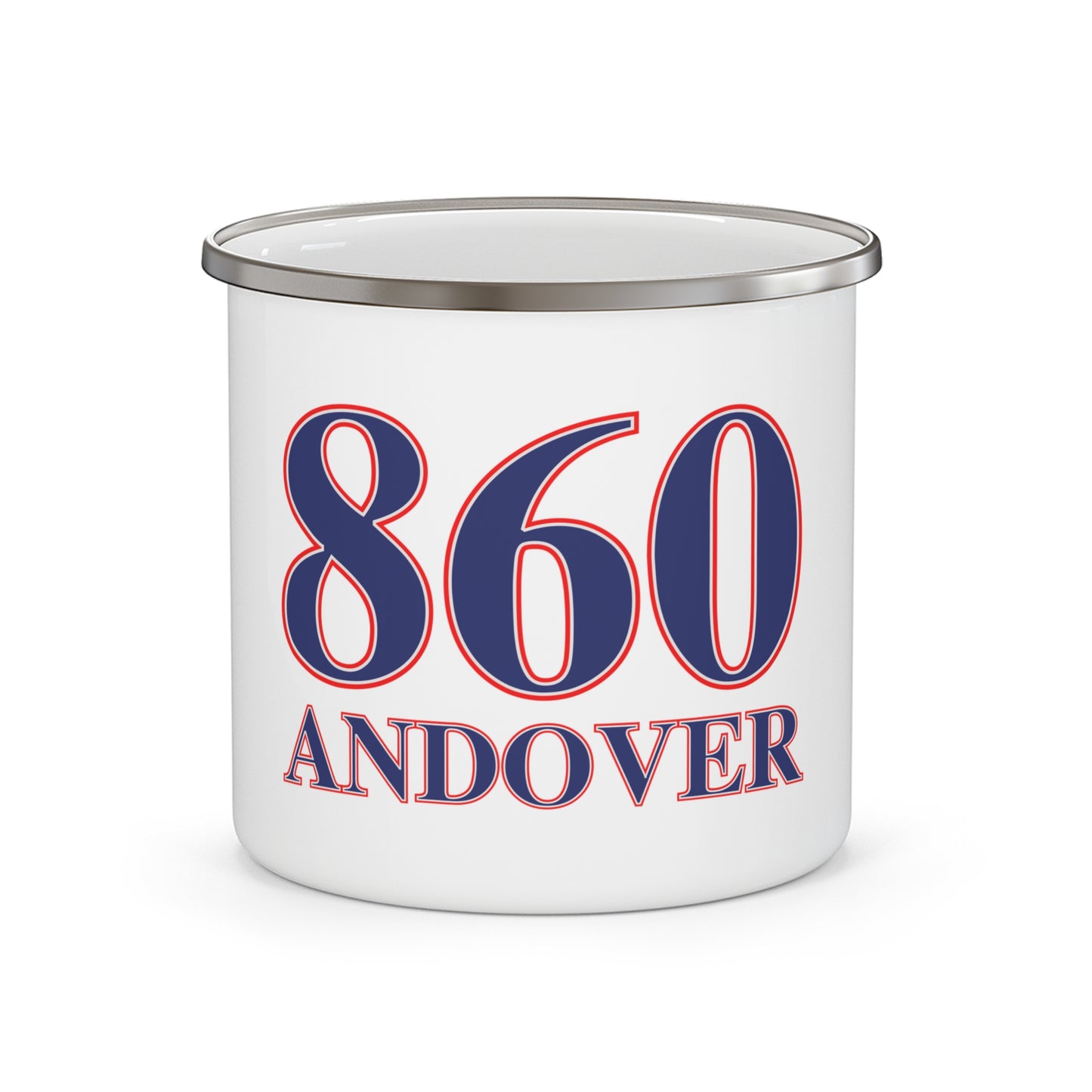 860 Andover Red, White & Blue Enamel Camping Mug