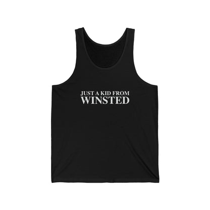 Just a kid from Winsted Unisex Jersey Tank Top