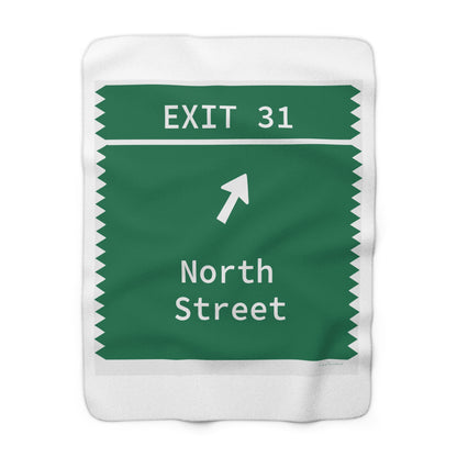 Vintage Merritt Parkway Exit 31 Sign Sherpa Fleece Blanket