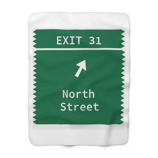 Vintage Merritt Parkway Exit 31 Sign Sherpa Fleece Blanket