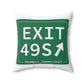 Vintage Exit 49S  Merritt Parkway Sign Spun Polyester Square Pillow