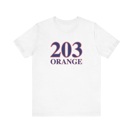203 Orange Red White & Blue Unisex Jersey Short Sleeve T-Shirt