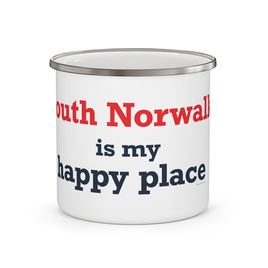 South Norwalk is My Happy Place Enamel Camping Mug