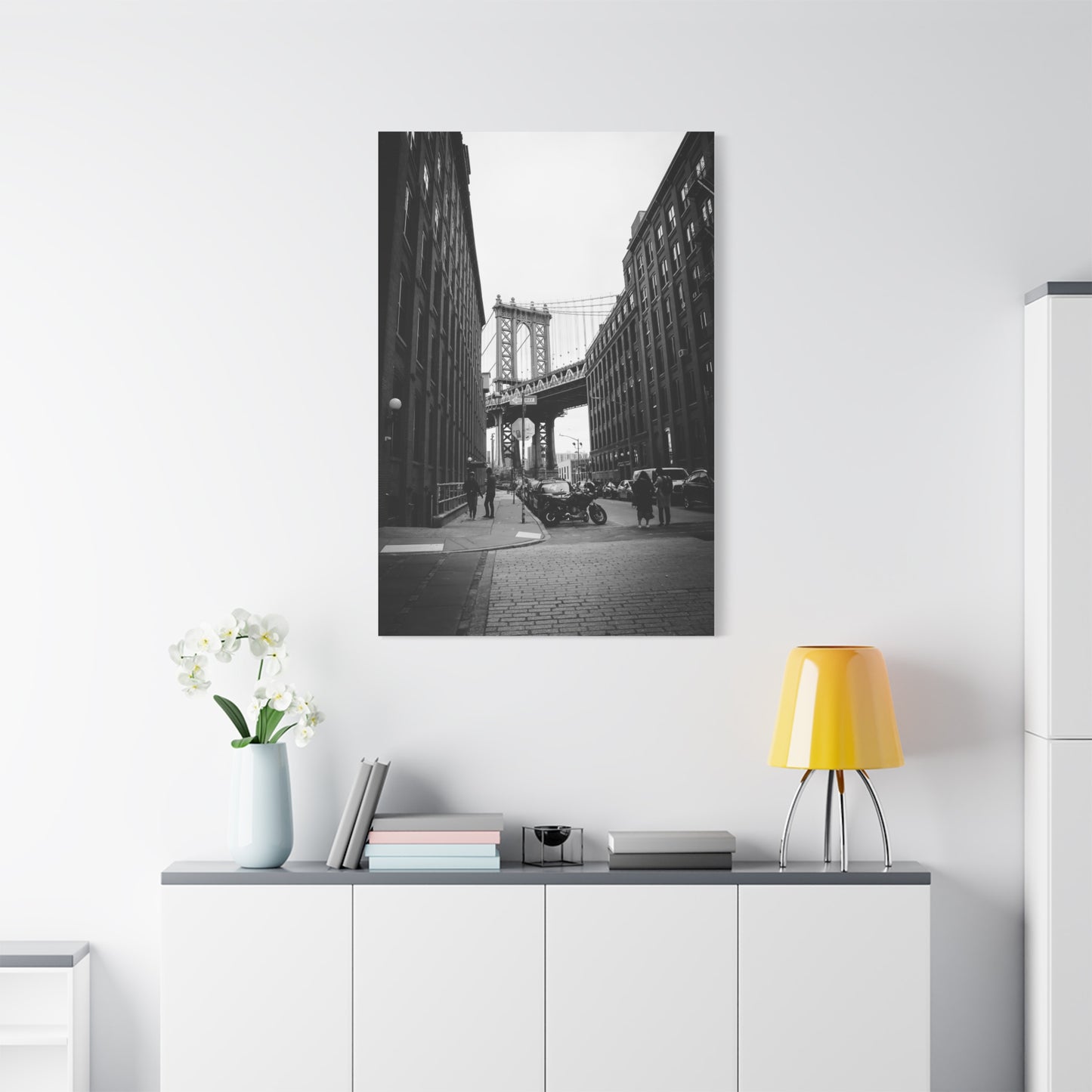 Manhattan Bridge Black and White Matte Canvas, Stretched, 1.25"