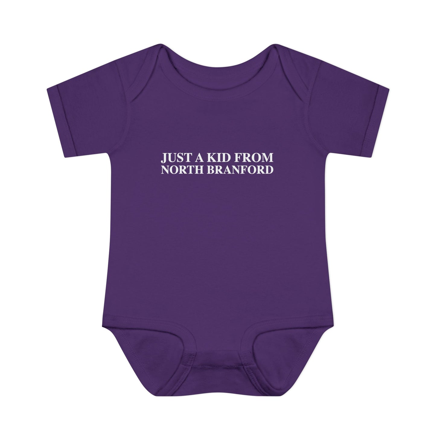Just a kid from North Branford Infant Baby Rib Bodysuit