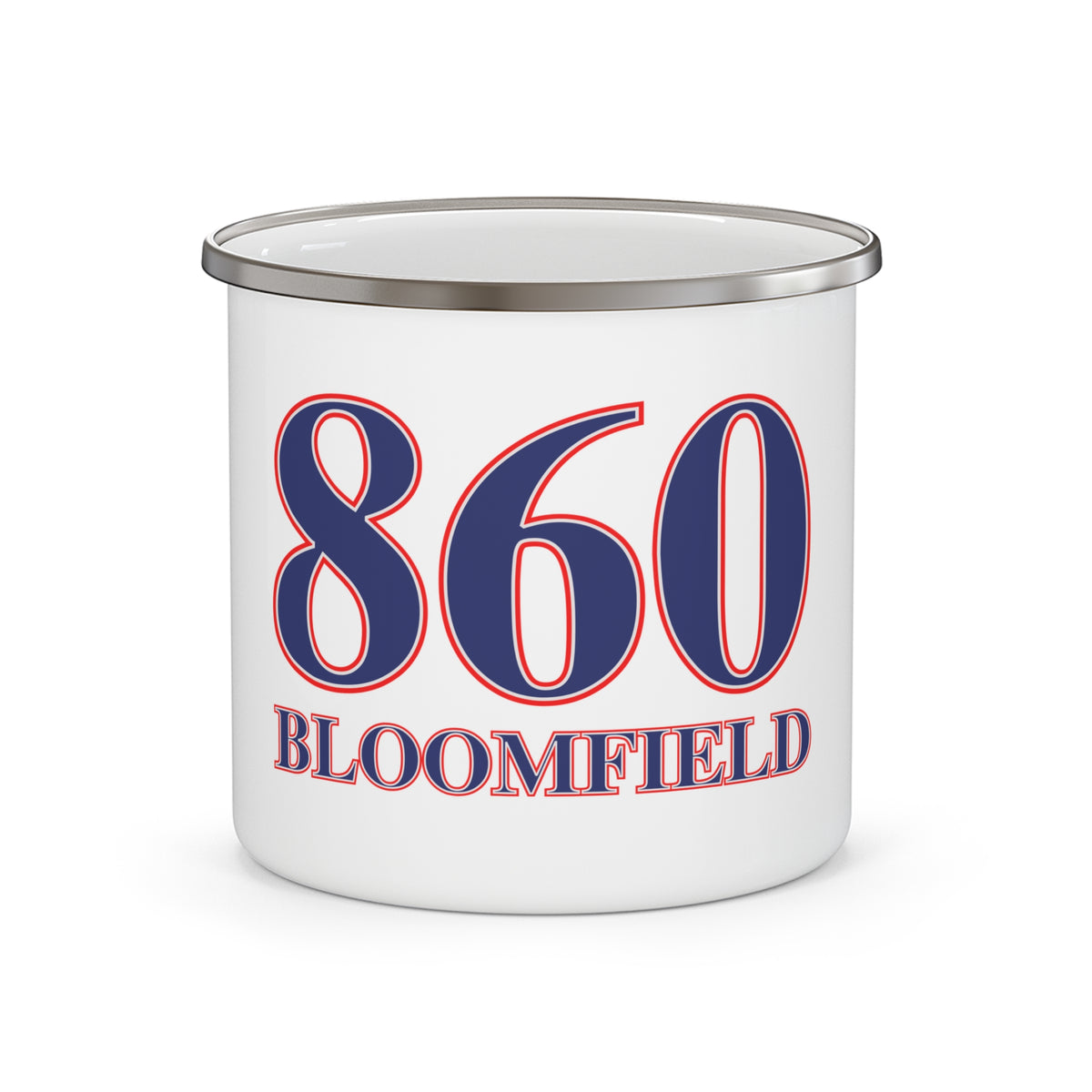 860 Bloomfield Red, White & Blue Enamel Camping Mug