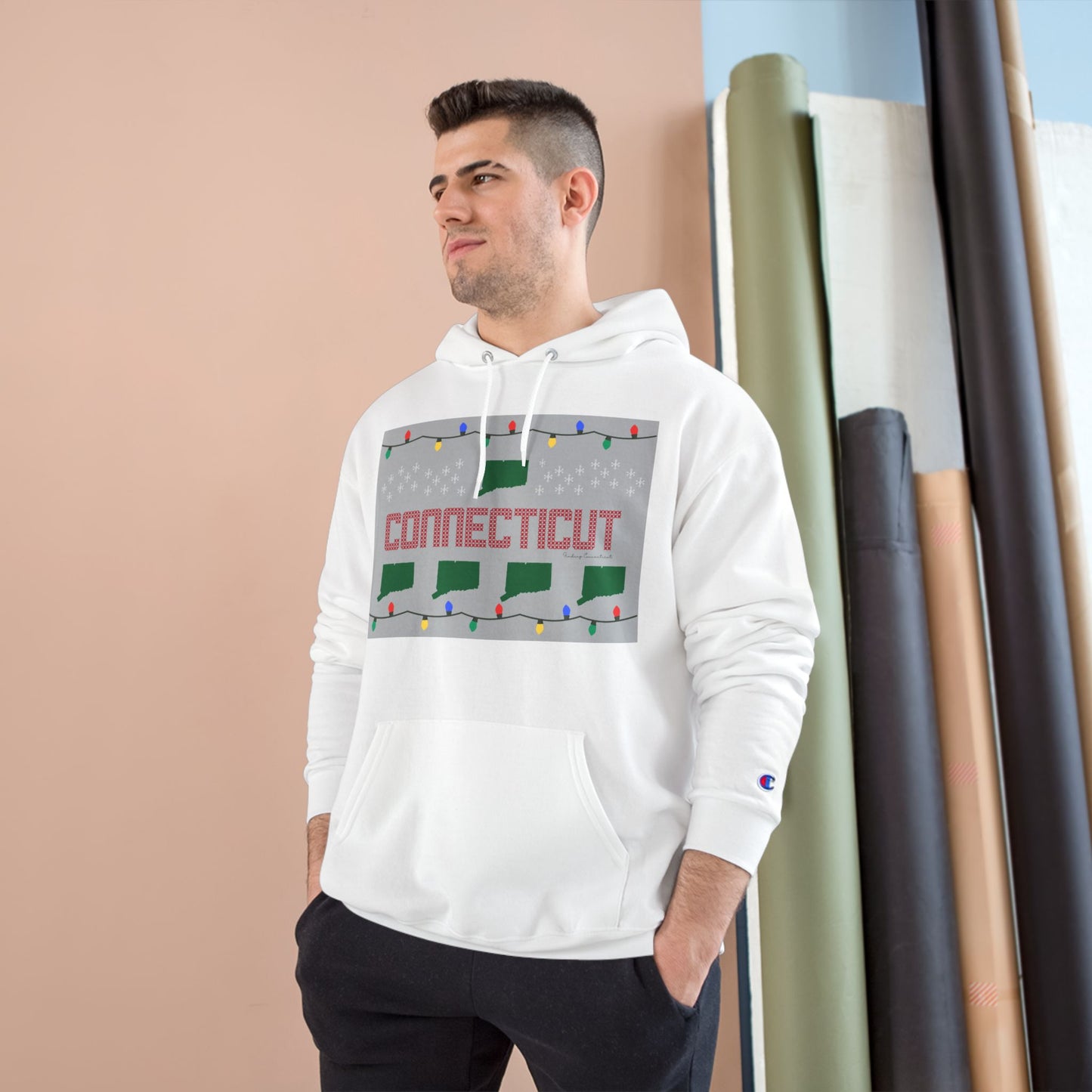 Connecticut Ugly Holiday Champion Hoodie Sweatshirt