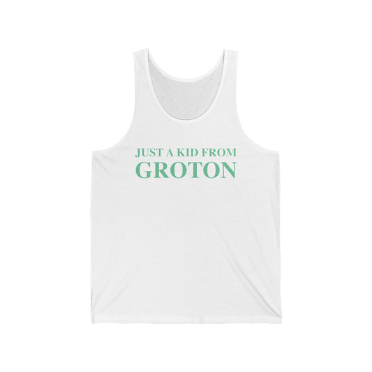 Just a kid from Groton Unisex Jersey Tank