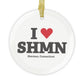 I Heart SHMN Glass Ornaments