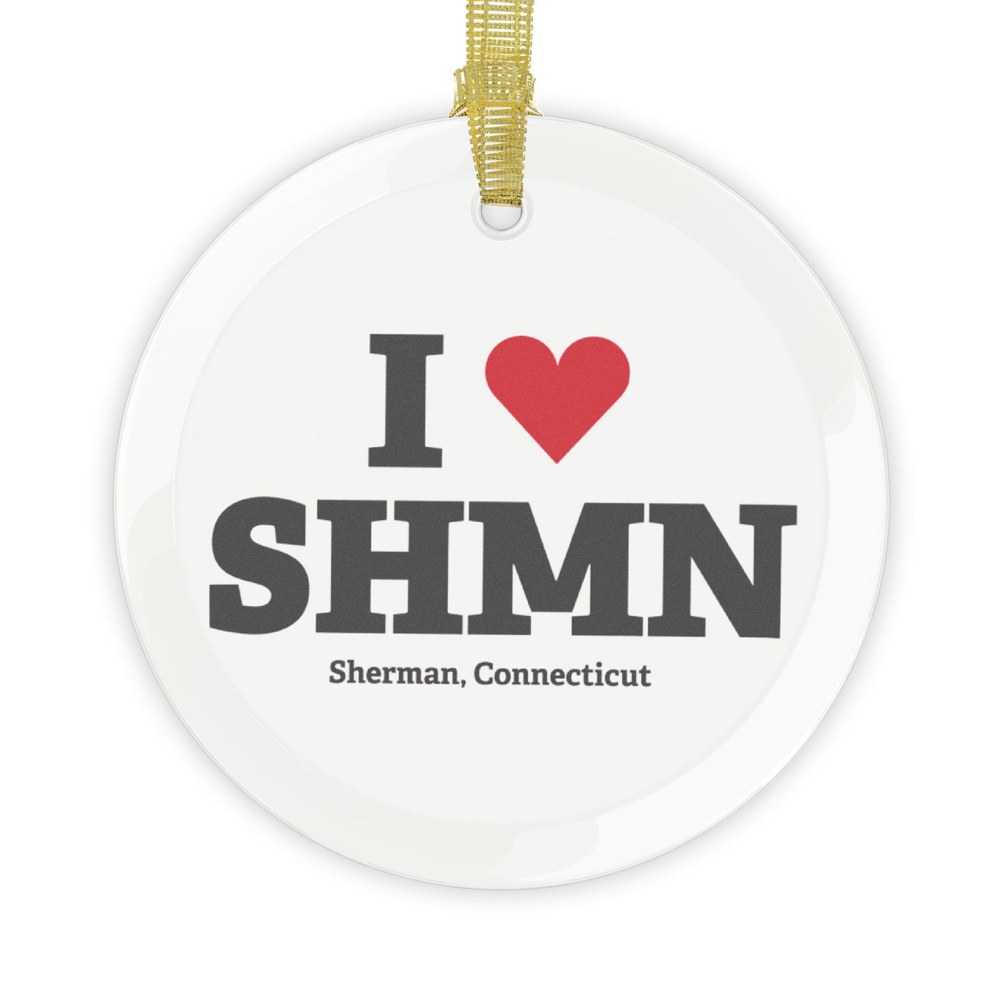 I Heart SHMN Glass Ornaments