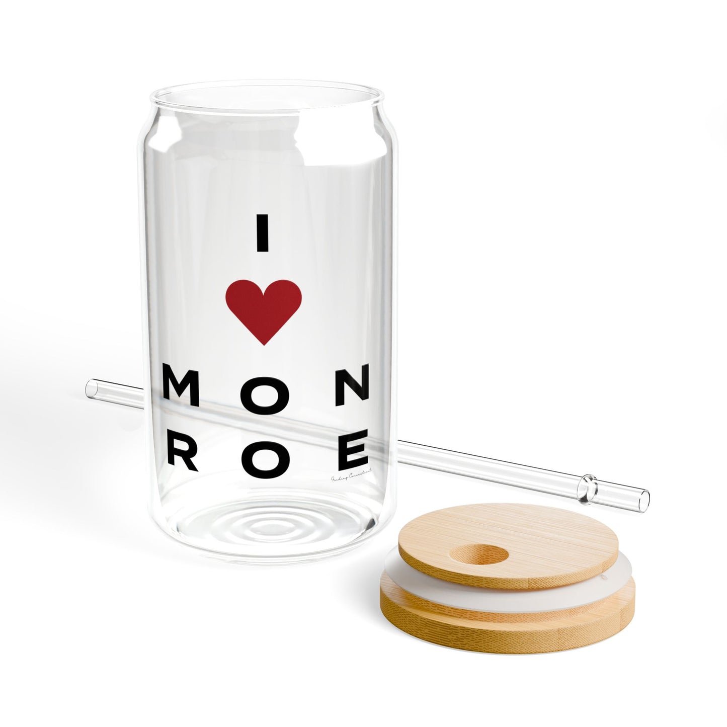 Monroe Vision Glass Can with Straw and Lid, 16oz