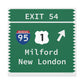 Vintage Merritt Parkway Exit 54 Sign Matte Canvas, Stretched, 1.25"