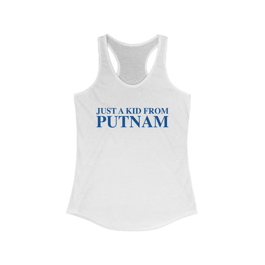 Just a kid from Putnam Women's Ideal Racerback Tank Top