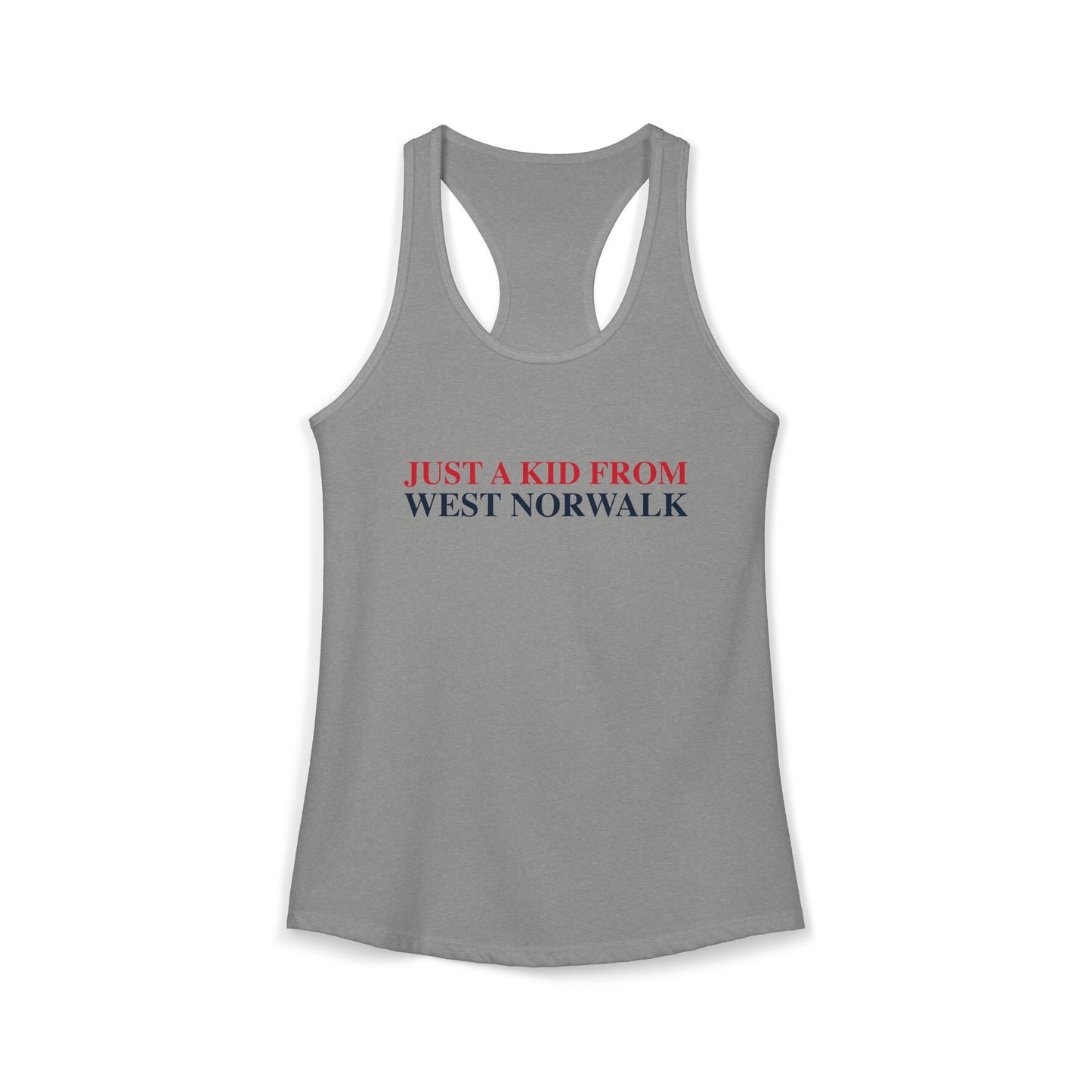 Just a kid from West Norwalk Women's Ideal Racerback Tank Top