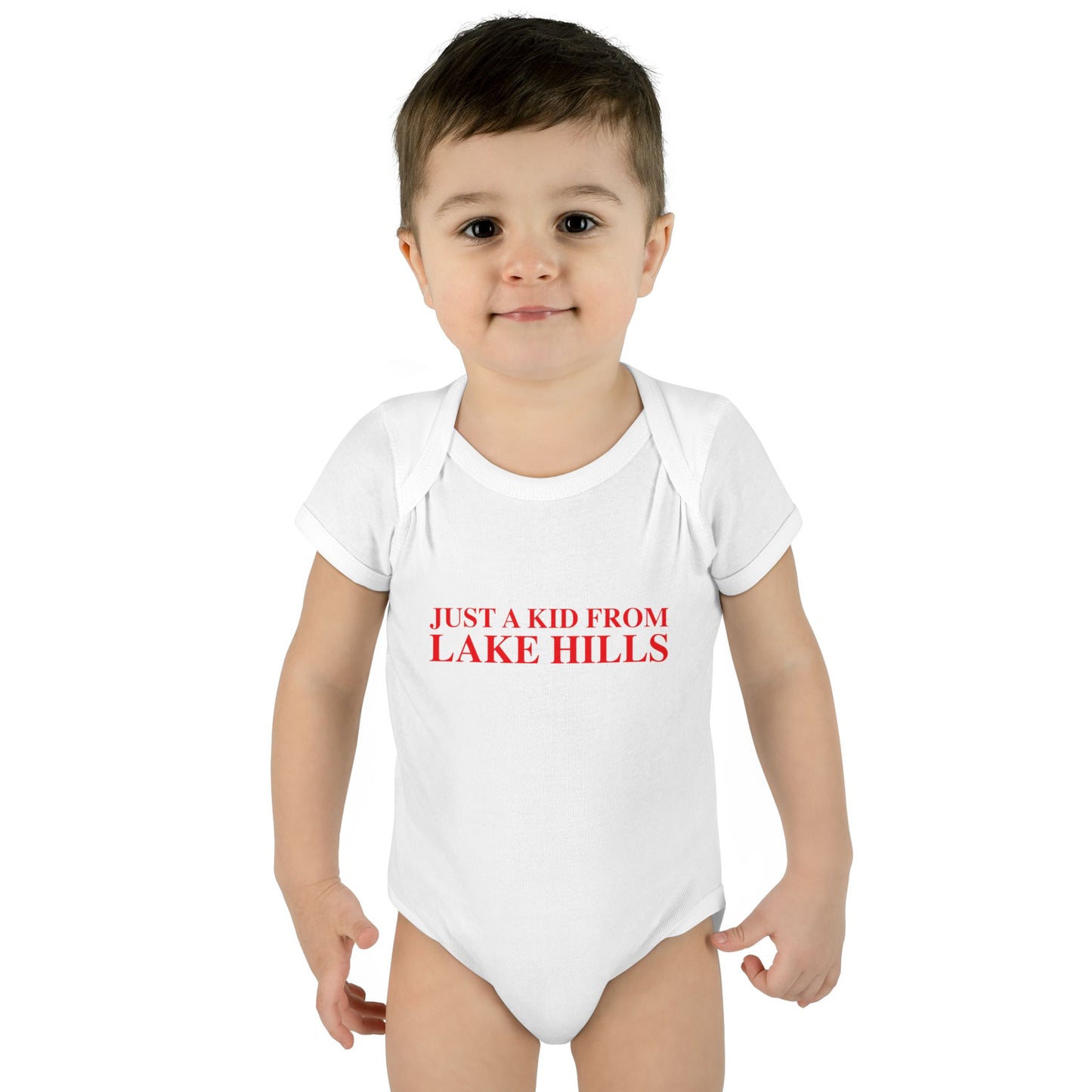 Just a kid from Lake Hills Infant Baby Rib Bodysuit