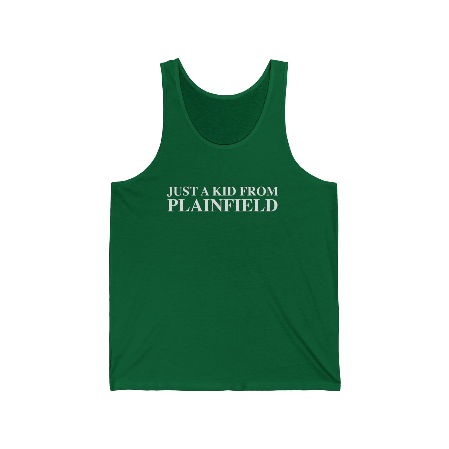 Just a kid from Plainfield Unisex Jersey Tank Top
