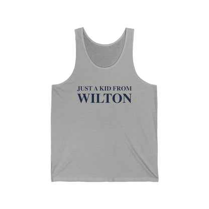 Just a kid from Wilton Unisex Jersey Tank Top