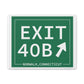 Vintage Exit 40B Merritt Parkway Sign Matte Canvas, Stretched, 1.25"