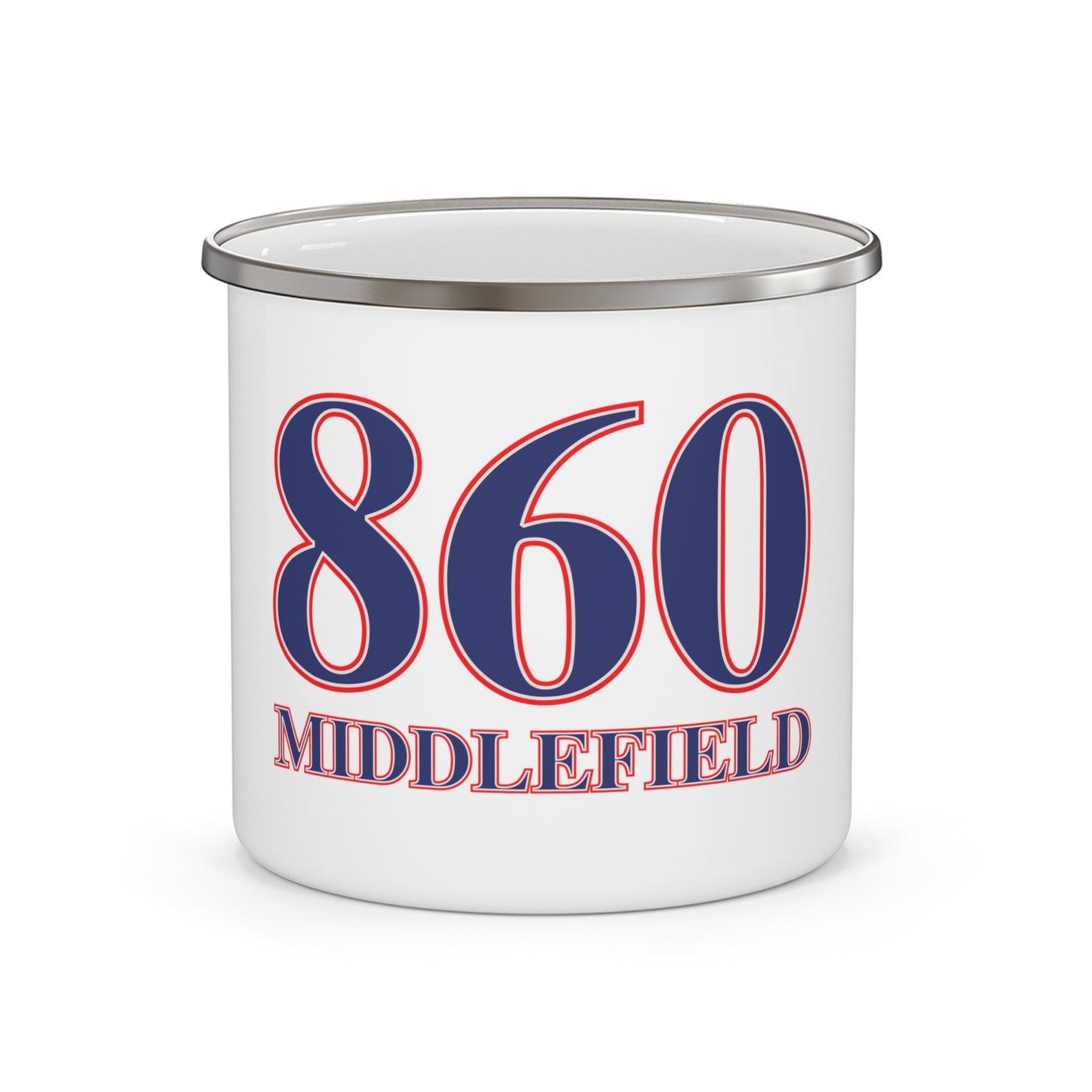 860 Middlefield Red, White & Blue Enamel Camping Mug