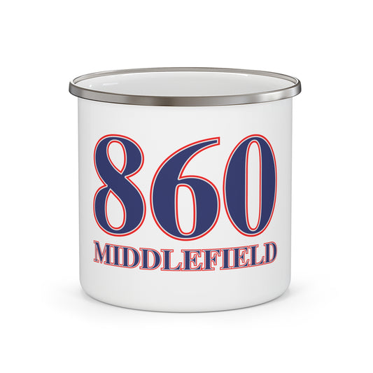 860 Middlefield Red, White & Blue Enamel Camping Mug