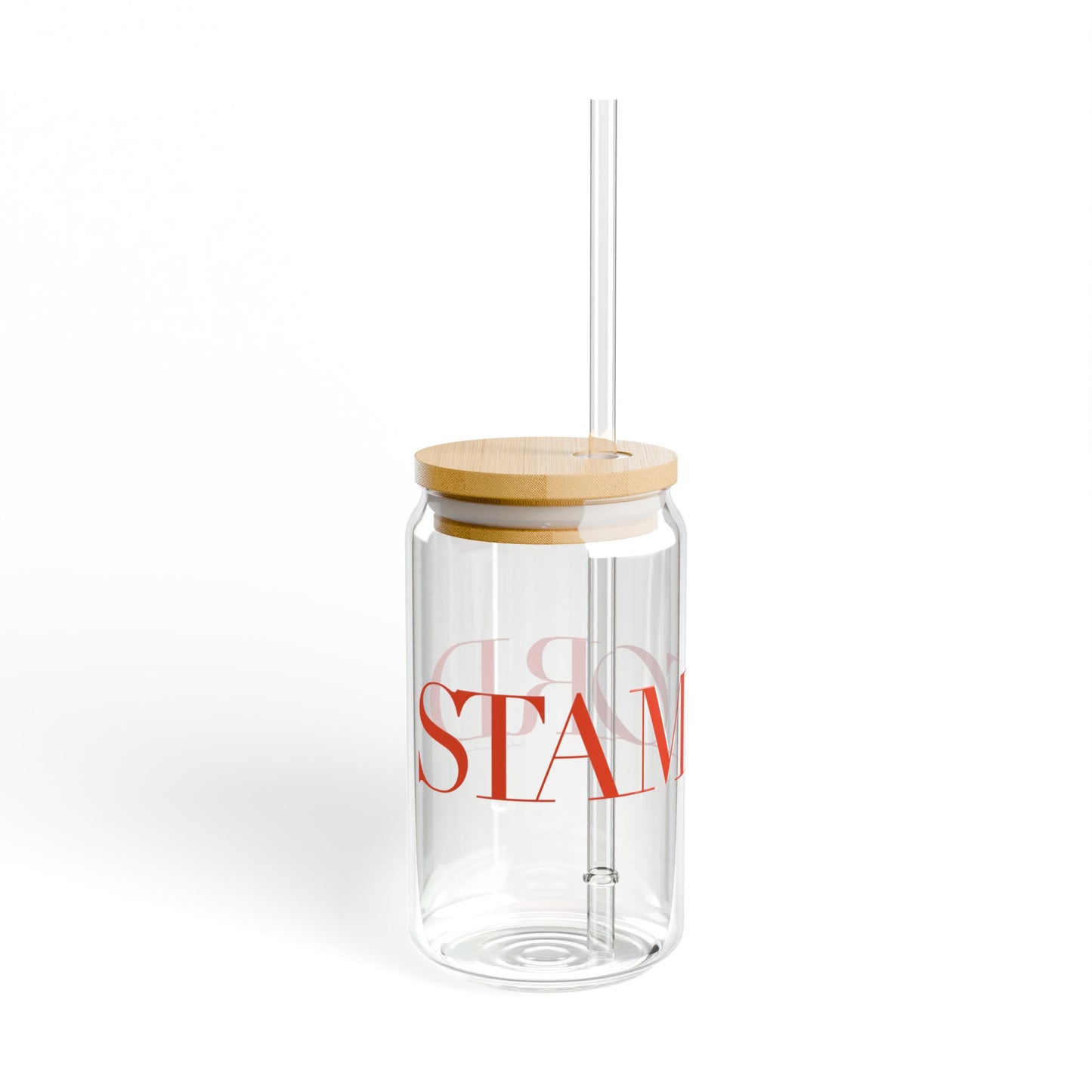 41 Tilt Stamford  Glass Can with Straw and Lid, 16oz