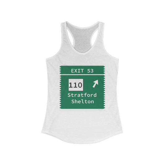 Vintage Merritt Parkway Exit 53 Sign Women's Ideal Racerback Tank Top