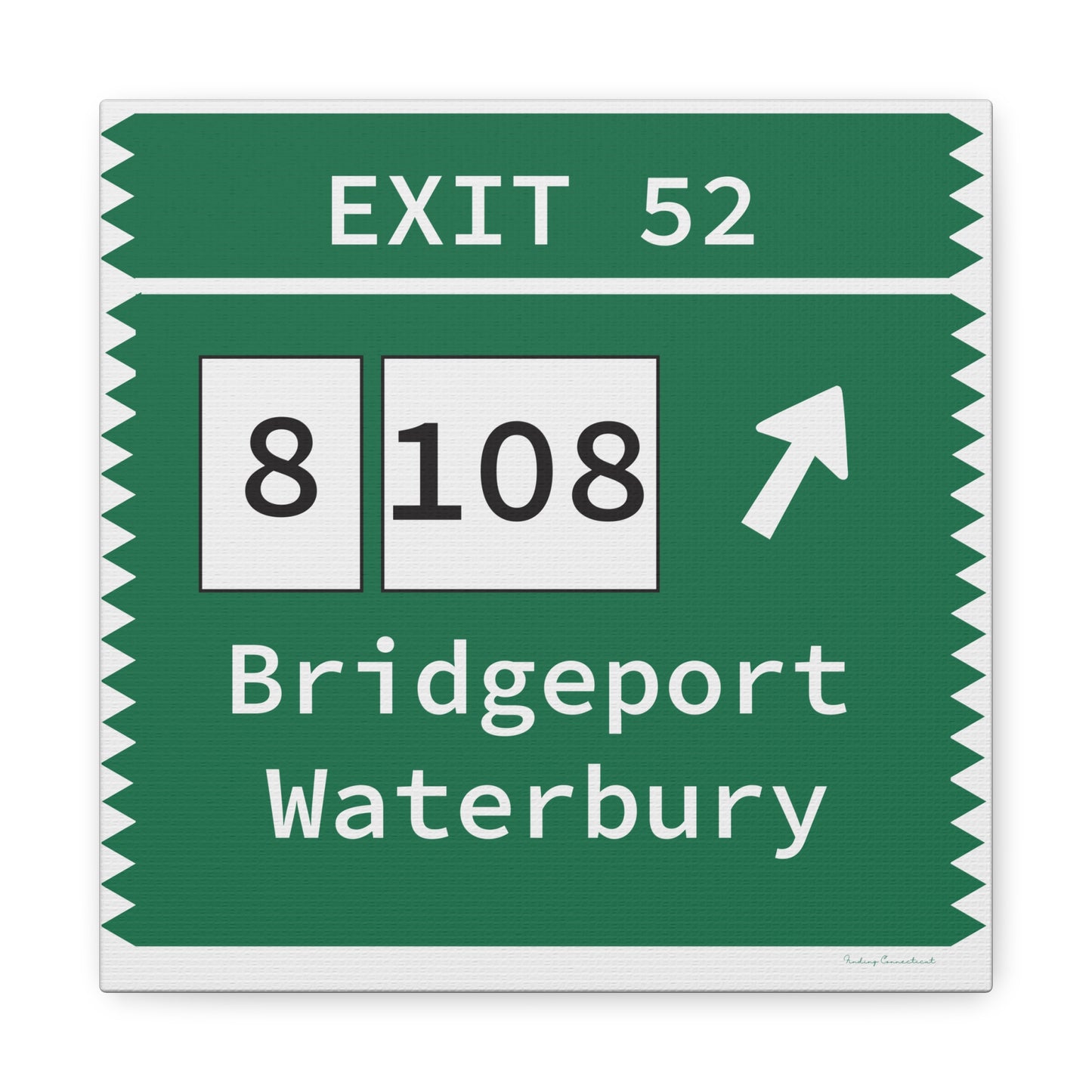 Vintage Merritt Parkway Exit 52 Sign Matte Canvas, Stretched, 1.25"