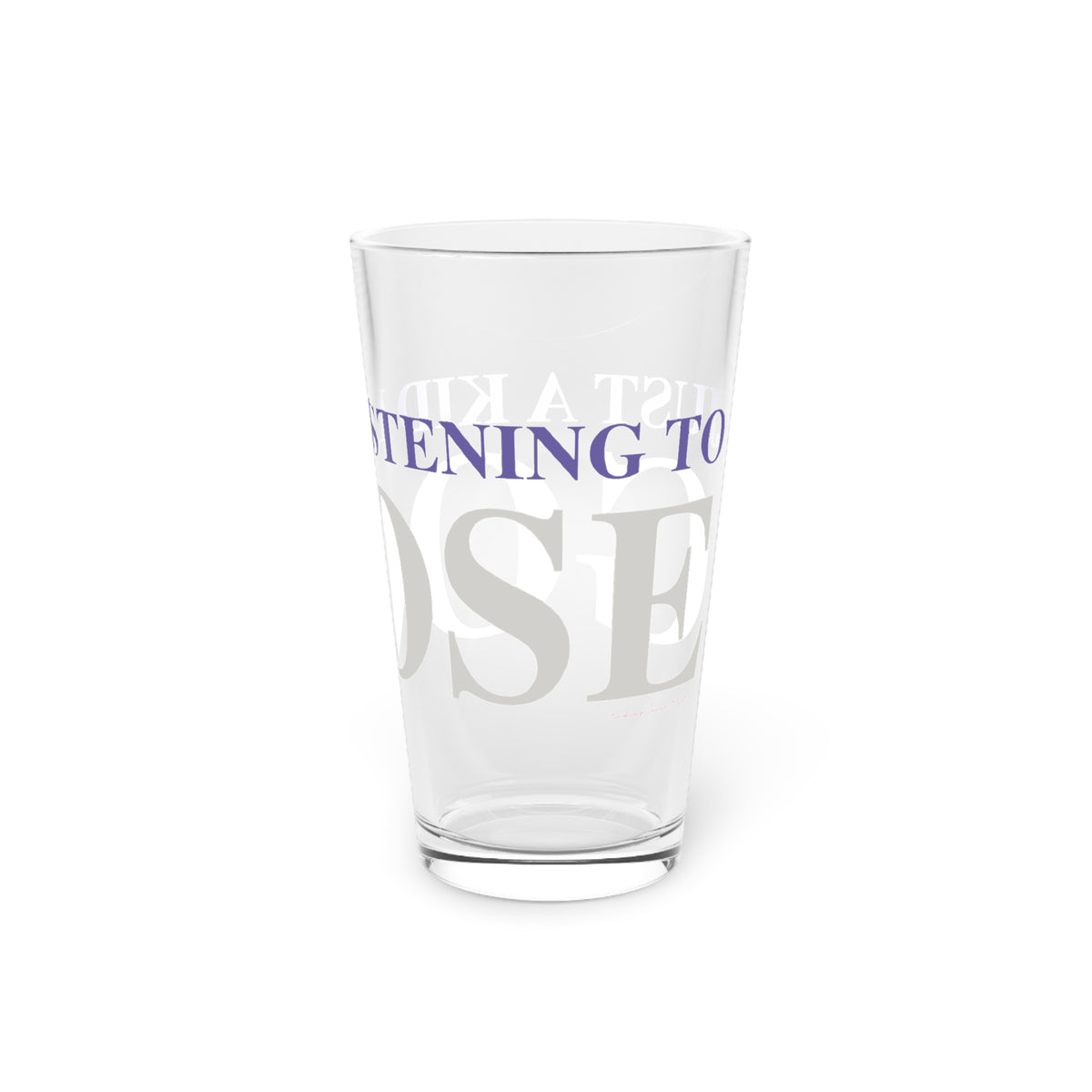 Just a kid listening to Goose - Gray & Purple Pint Glass, 16oz