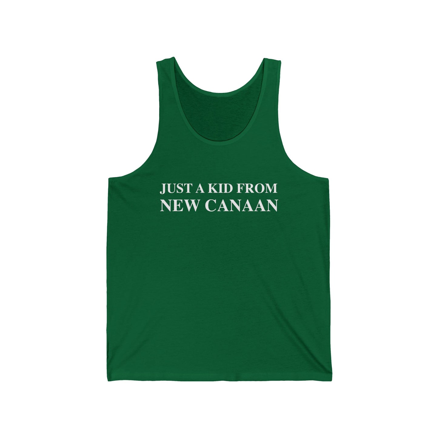 Just a kid from New Canaan Unisex Jersey Tank Top