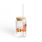 Love Shelton Glass Can with Straw and Lid, 16oz
