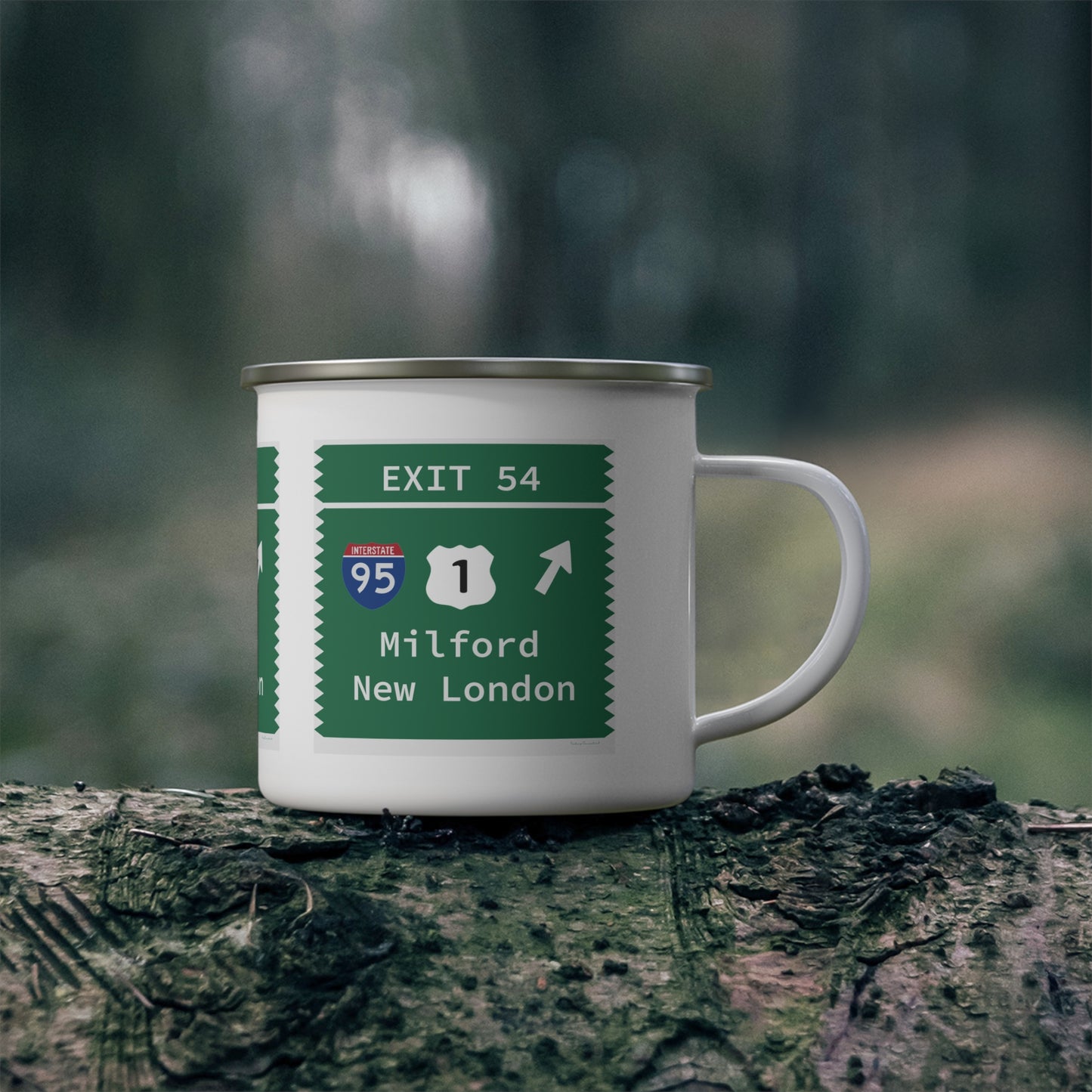 Vintage Merritt Parkway Exit 54 Sign Enamel Camping Mug