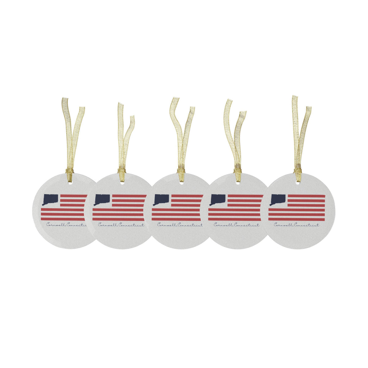 Cornwall Connecticut Flag Glass Ornaments