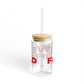 Love Fairfield Glass Can with Straw and Lid, 16oz