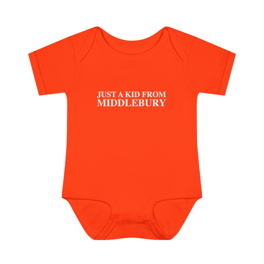 Just a kid from Middlebury Infant Baby Rib Bodysuit