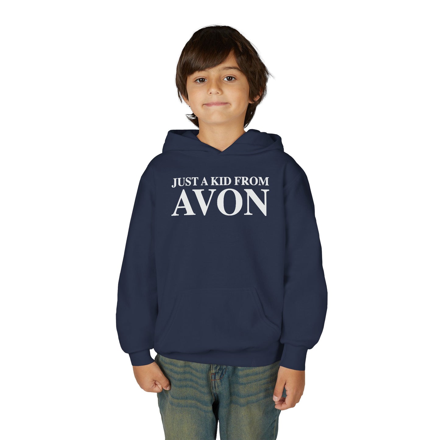 Just a kid from Avon Youth Heavy Blend Hooded Sweatshirt