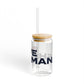 Love Sherman Glass Can with Straw and Lid, 16oz