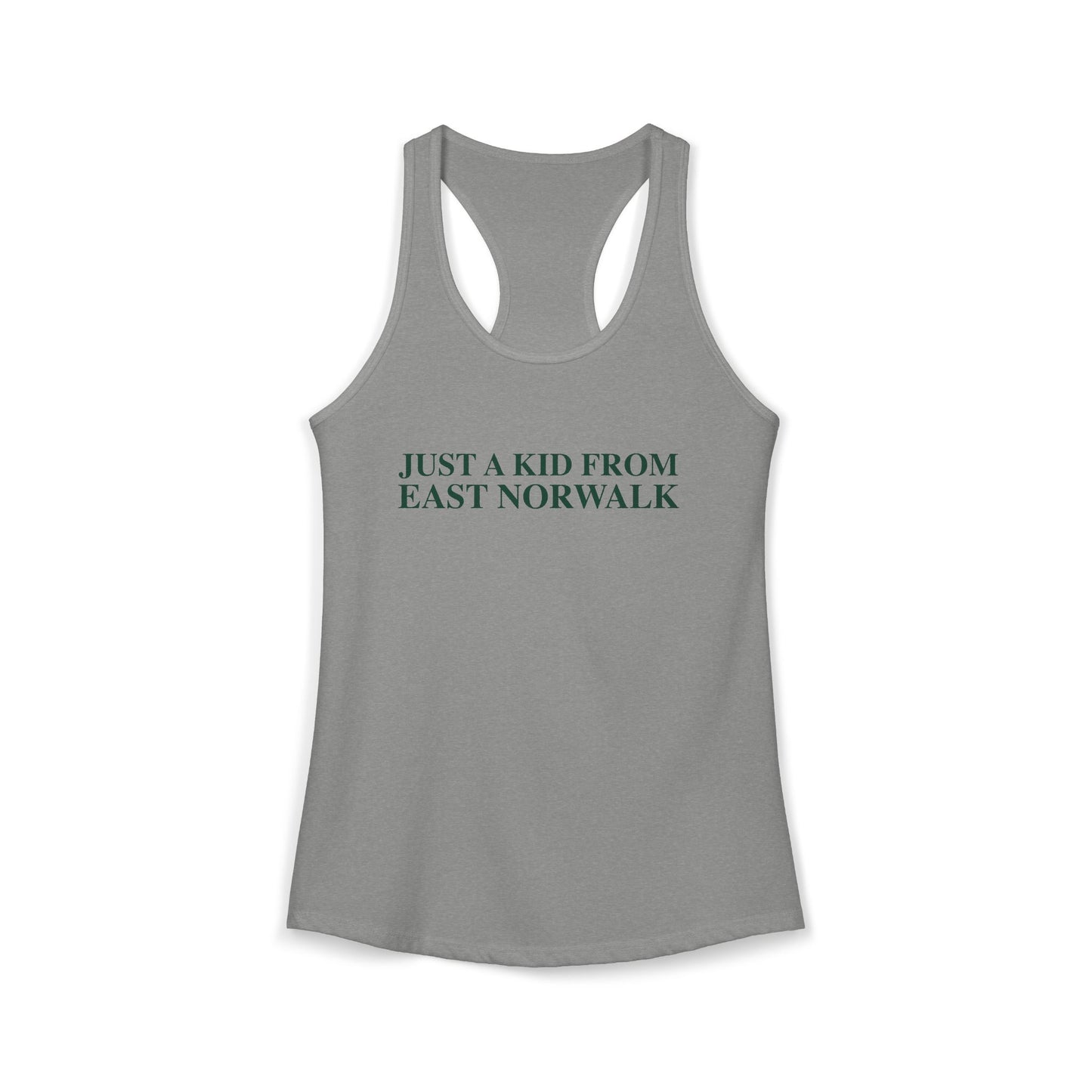 Just a kid from East Norwalk Women's Ideal Racerback Tank Top