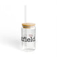 I Heart Stratfield. Glass Can with Straw and Lid, 16oz